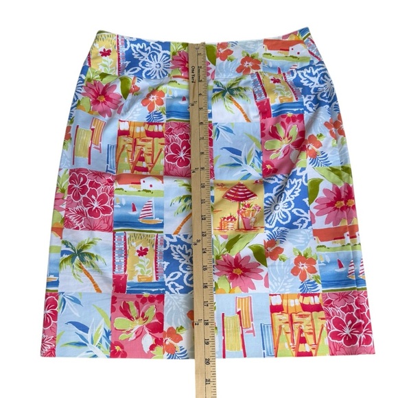 Talbots Patchwork Print Pencil Skirt Beach Tropical Resort Hawaii Size 6 - Picture 8 of 9